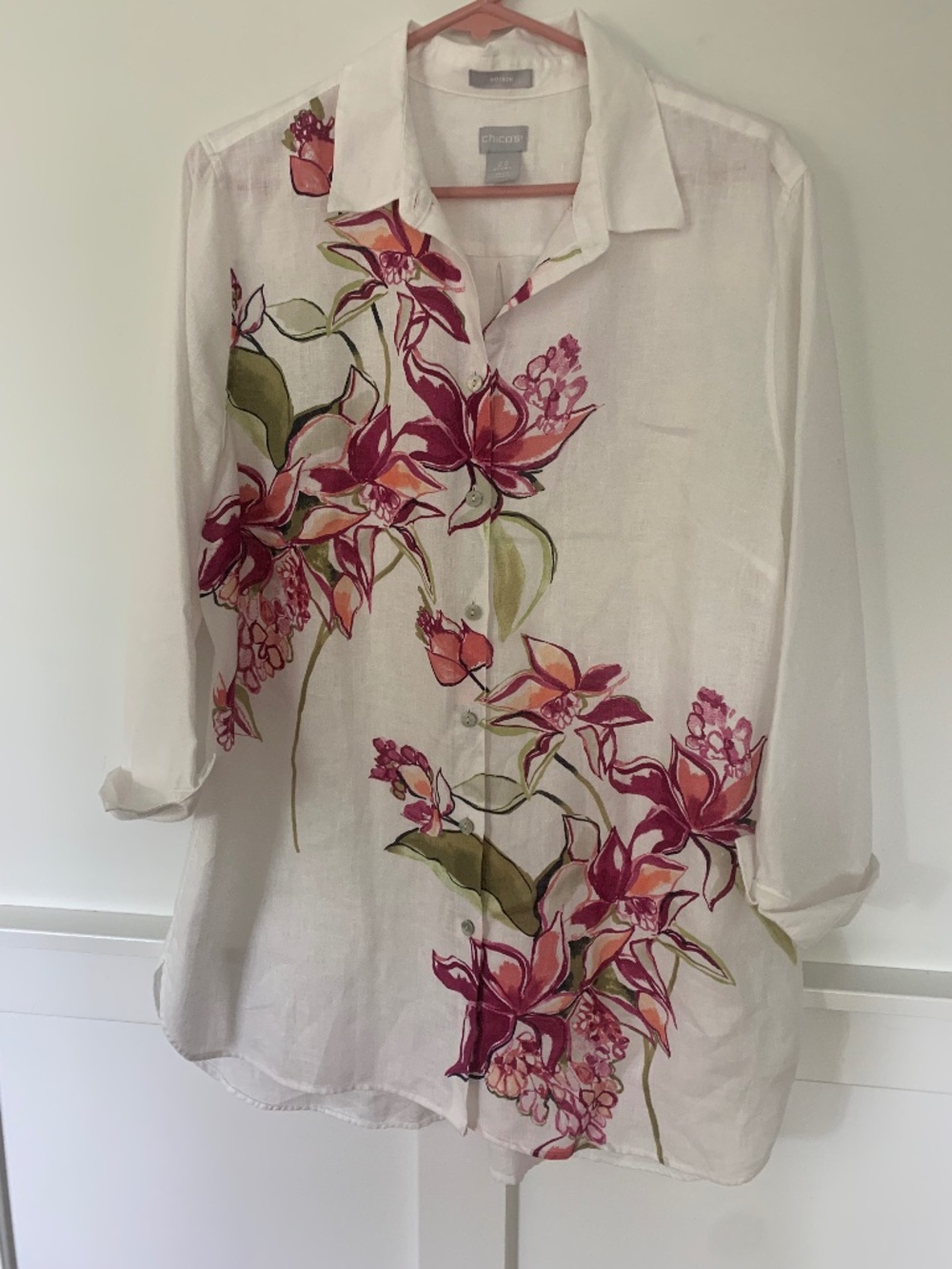 Chico’s Floral Linen Top
